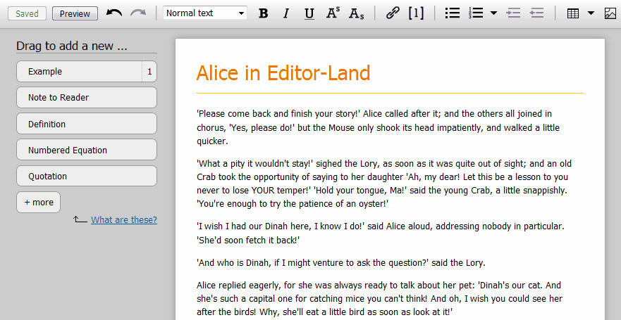 After adding Definitions to the text, they could automatically link to an entry in the Glossary.